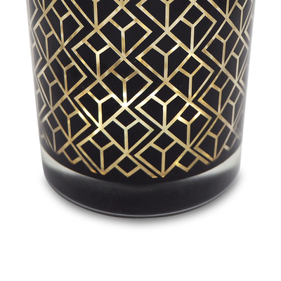 RHOMBUS Black & Gold Glass Candle / Accessories Holder