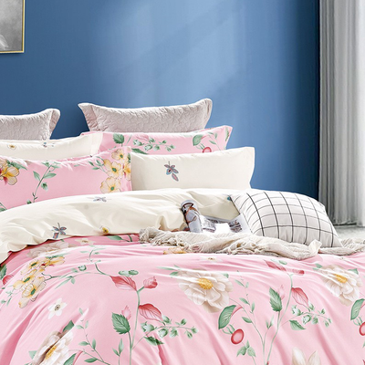 Pink Berry Cotton Printed Duvet Cover Set