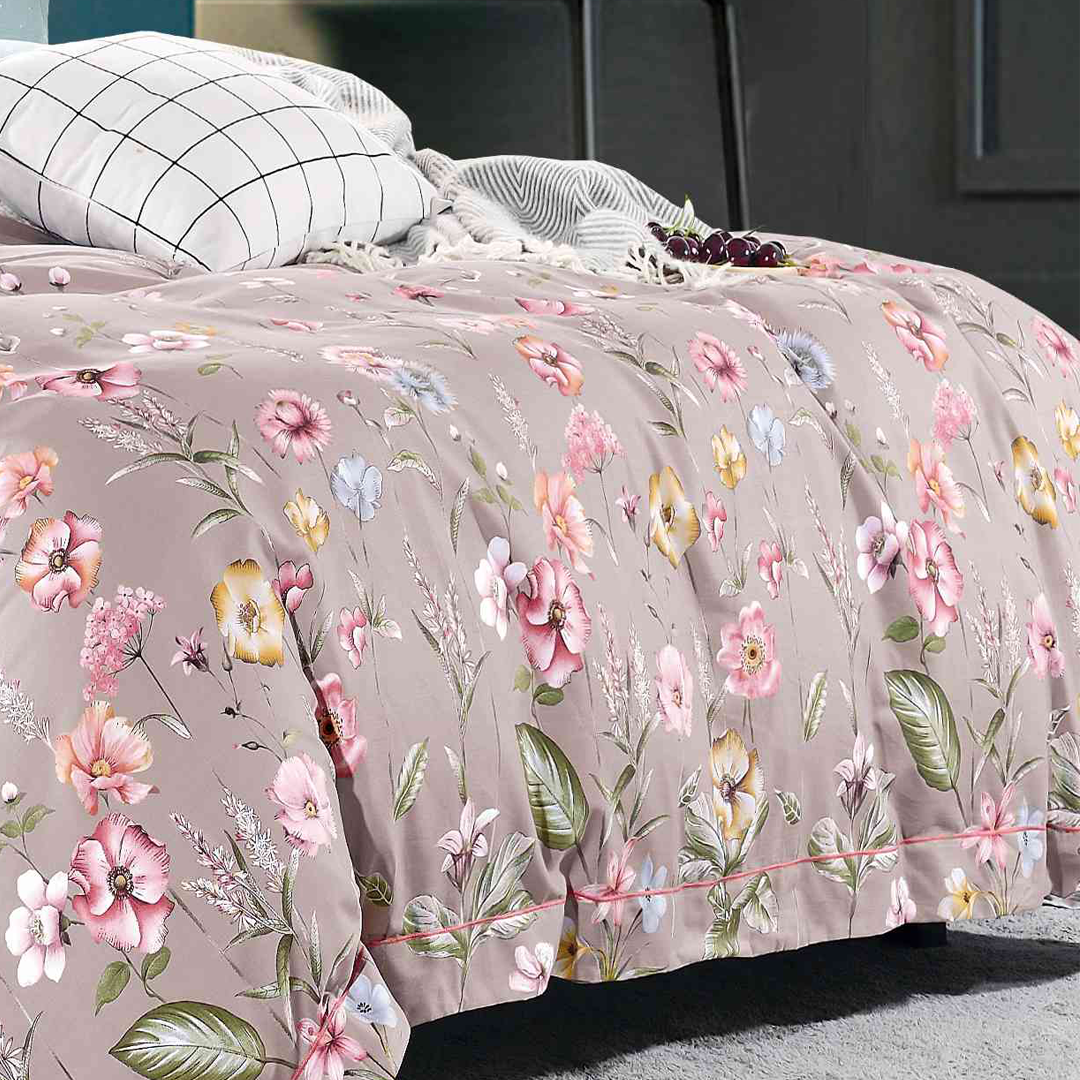 Coffee Charm Cotton Printed Duvet Cover Set