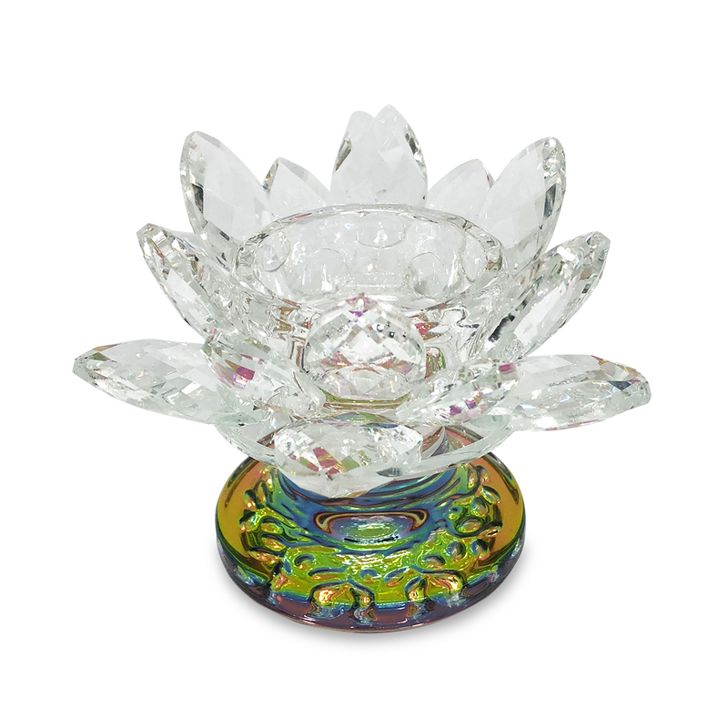 CRYSTAL Glass Lotus Candle Holder