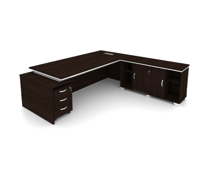 MARS Director Table with Side Cabinet & Pedestal