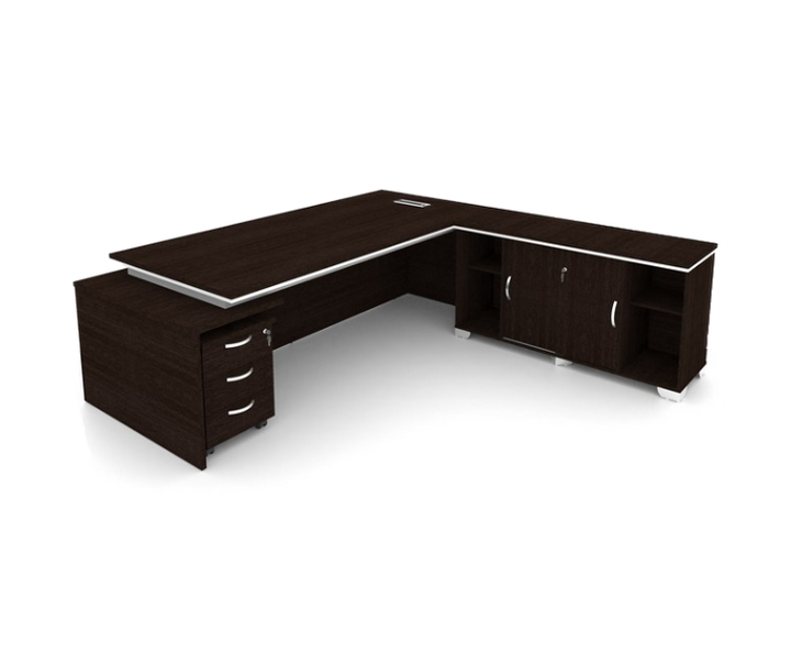 MARS Director Table with Side Cabinet & Pedestal