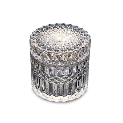 EMBOSSED Glass Jar Candle Holder / Candy Jar with Lid