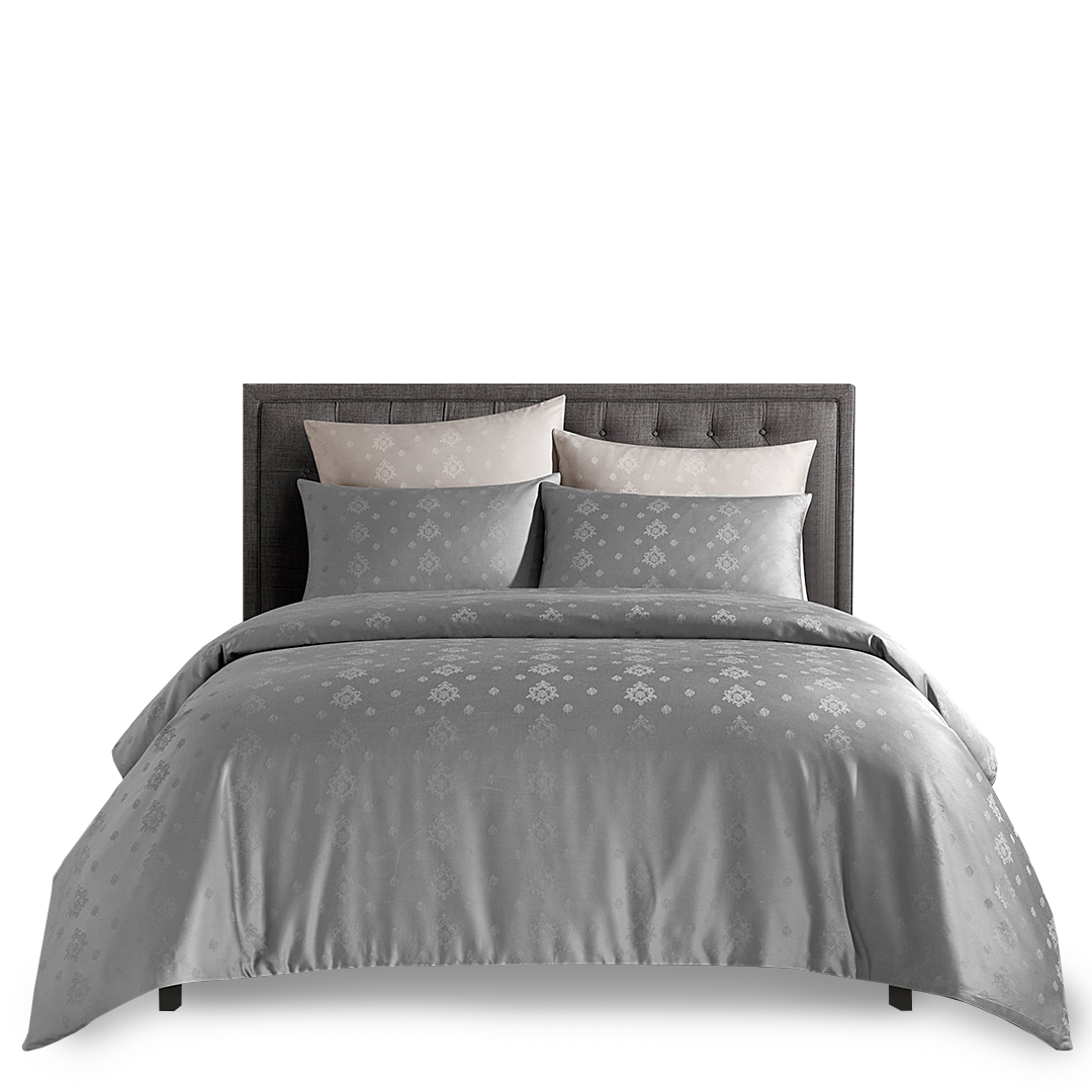 Grey Tencel Jacquard Quilt Cover Set