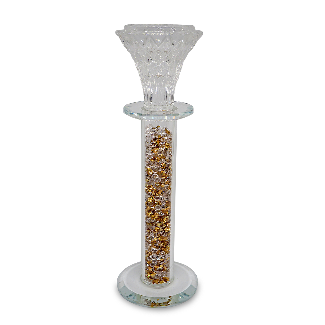 GOLD Diamond Crystal Glass Candle Holder