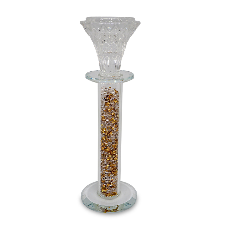 GOLD Diamond Crystal Glass Candle Holder