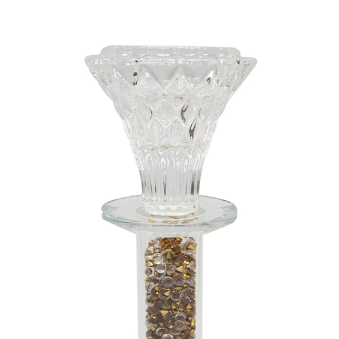 GOLD Diamond Crystal Glass Candle Holder