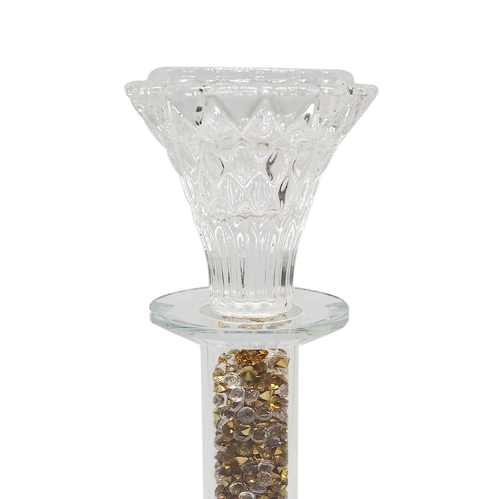 GOLD Diamond Crystal Glass Candle Holder