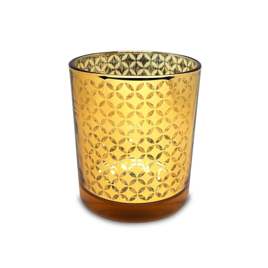 CHINESE COIN Gold Glass Candle / Accessories Holder