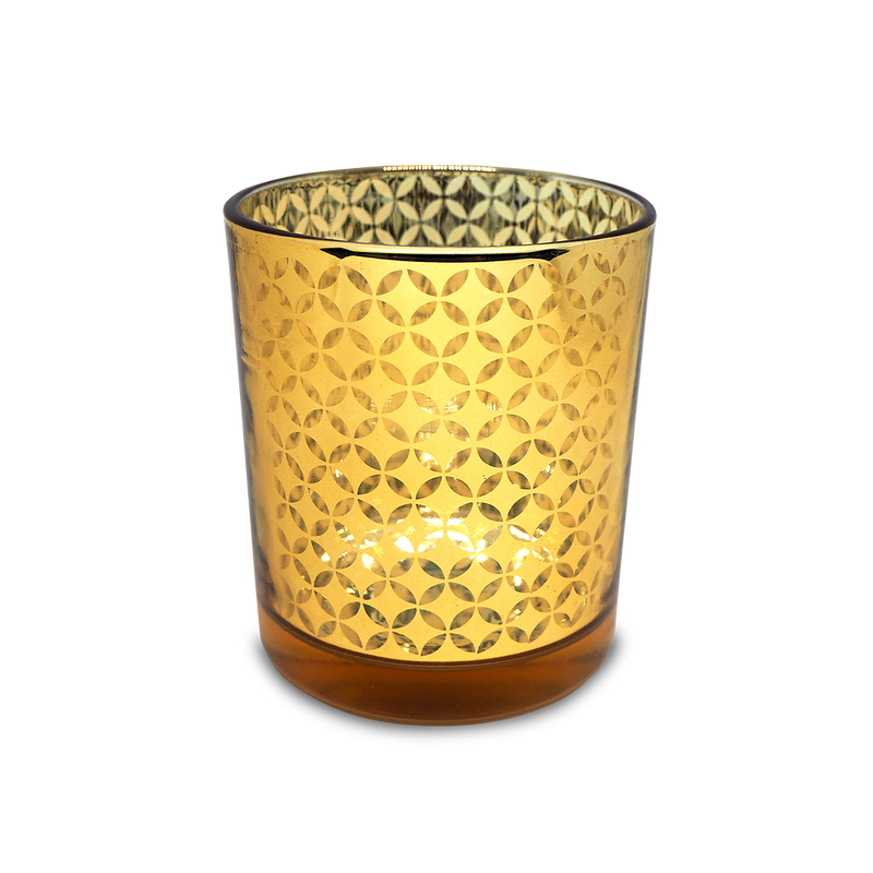 CHINESE COIN Gold Glass Candle / Accessories Holder