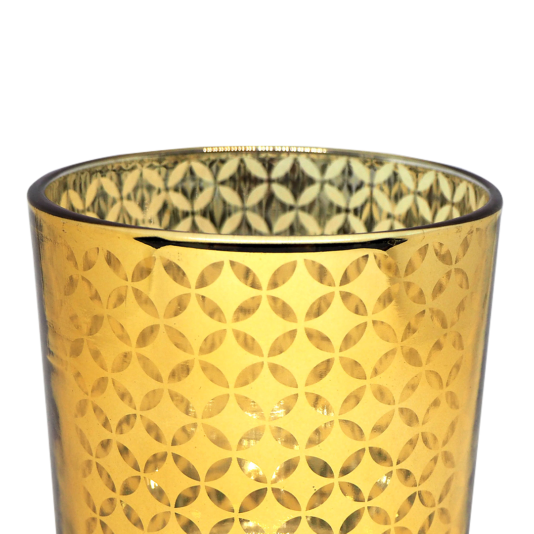 CHINESE COIN Gold Glass Candle / Accessories Holder