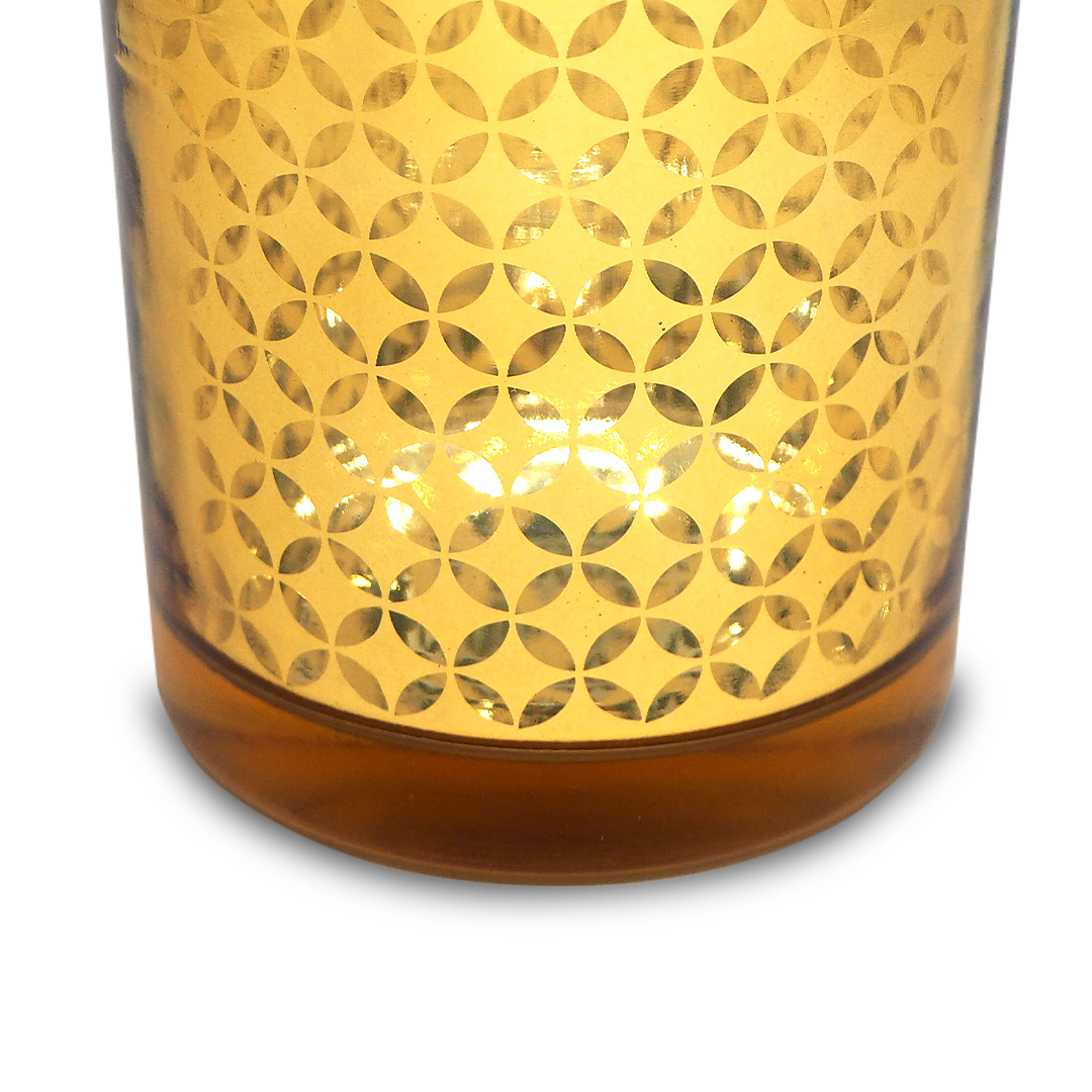 CHINESE COIN Gold Glass Candle / Accessories Holder