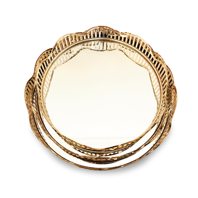 Gold Rim Mirror Tray