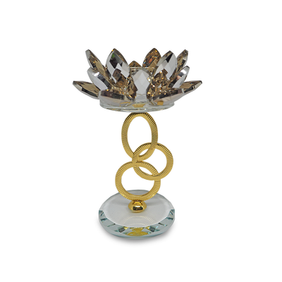 RING Crystal Glass Lotus Candle Holder