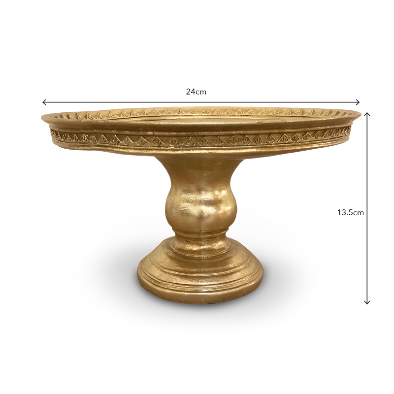Golden Round Tray with Stand
