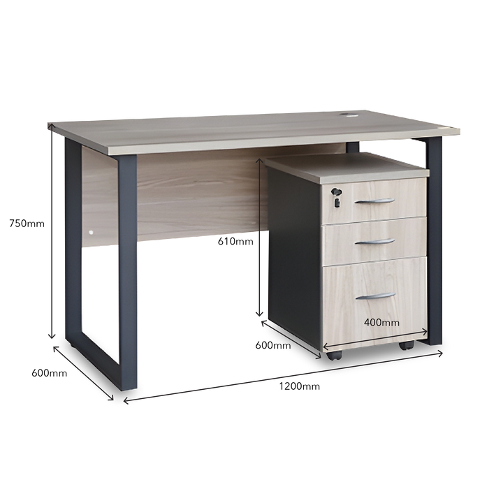 BRILEY Study Table with Mobile Pedestal