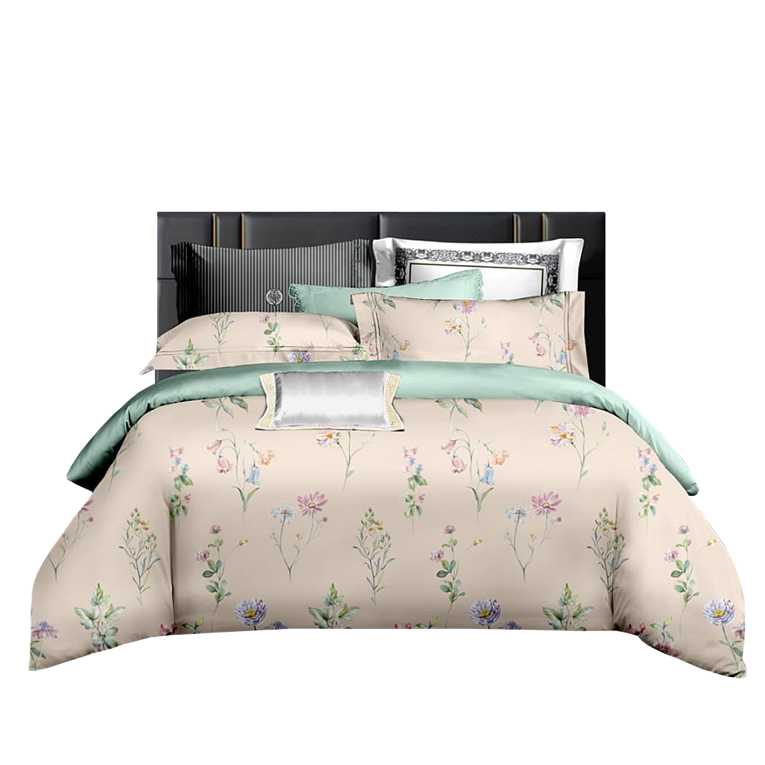 Pink Flora Tencel Print Quilt Cover Set