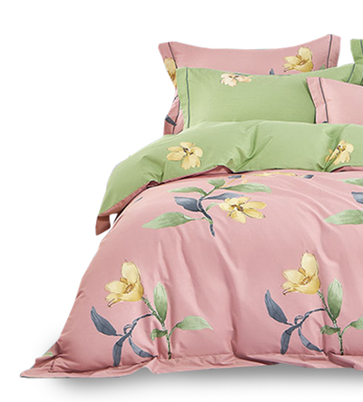 Pink Tulip Cotton Print Fitted Sheet Set
