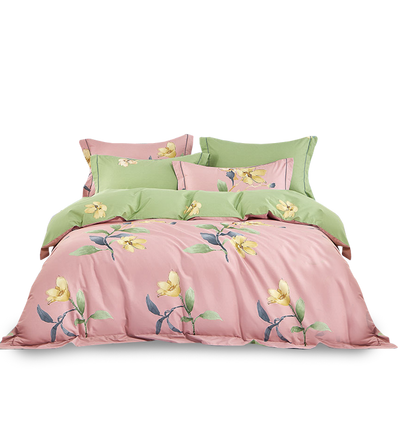 Pink Tulip Cotton Print Fitted Sheet Set