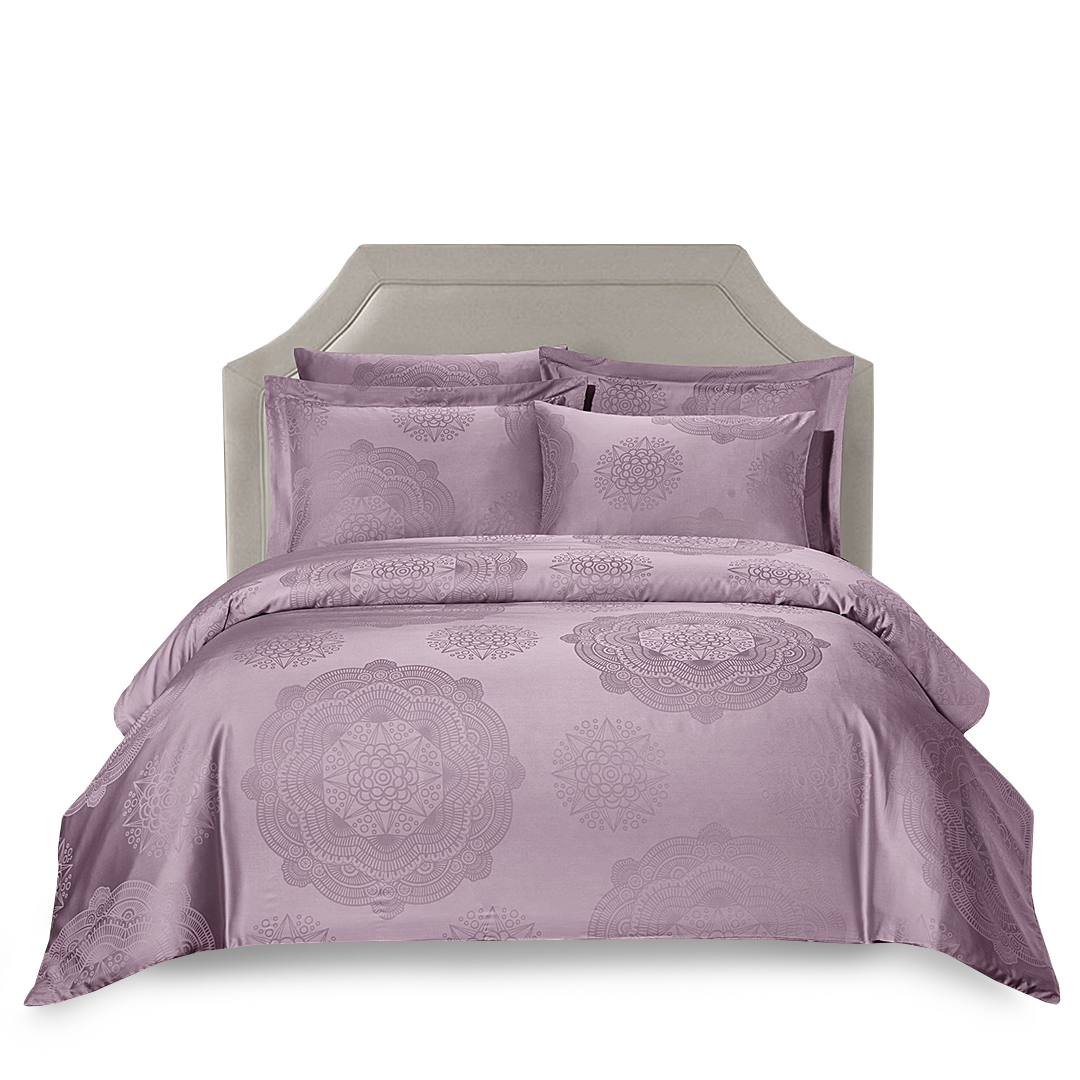 Pink Tencel Jacquard Quilt Cover Set
