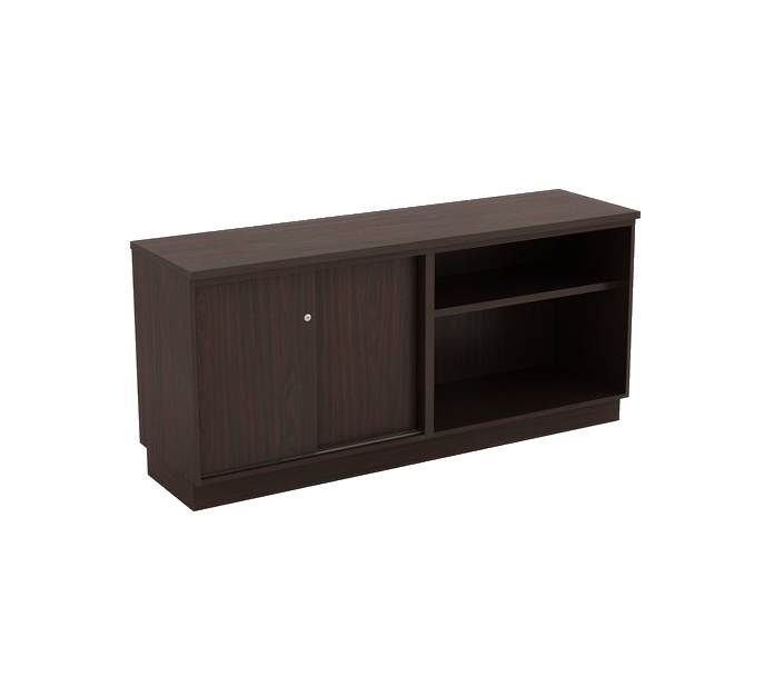QUUPA Open Shelf Low Cabinet with Sliding Door