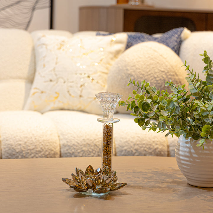 GOLD Diamond Crystal Glass Candle Holder