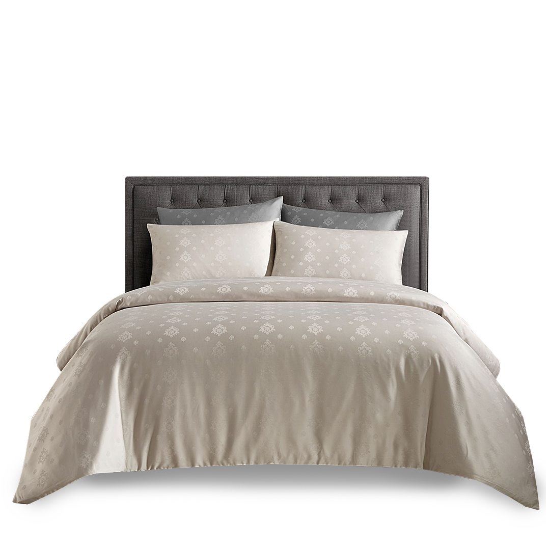 Silver Grey Tencel Jacquard Fitted Sheet Set