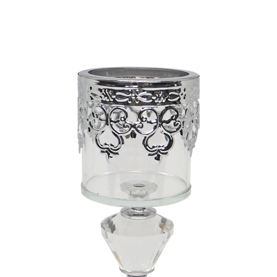 SILVER Crystal Glass Candle Holder