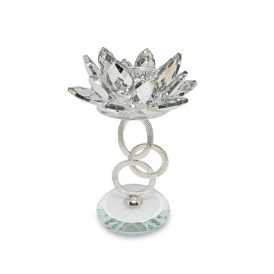 RING Crystal Glass Lotus Candle Holder