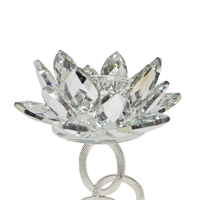 RING Crystal Glass Lotus Candle Holder