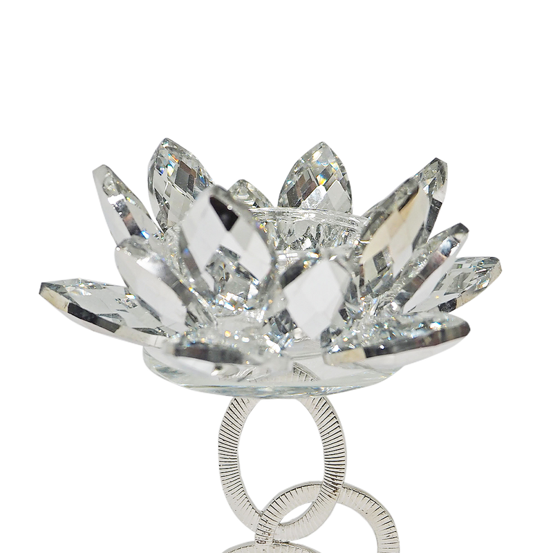 RING Crystal Glass Lotus Candle Holder