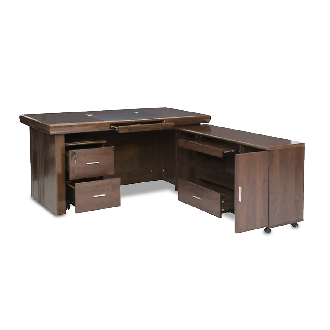 WINDSOR Director Table with Side Cabinet and Pedestal