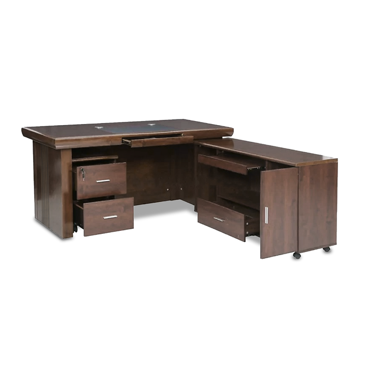 WINDSOR Director Table with Side Cabinet and Pedestal